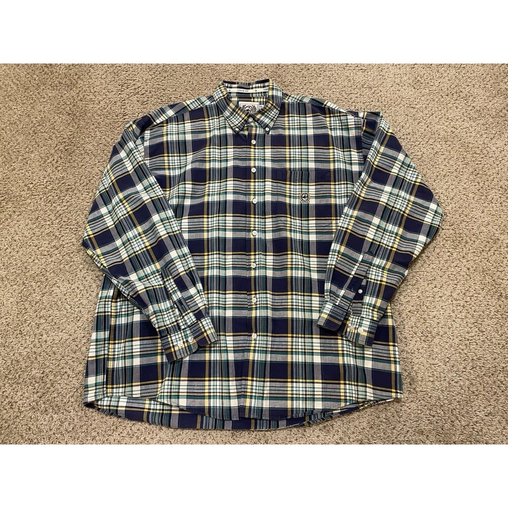 Cinch Western Shirt Men's Size 2XL Green Yellow Long Sleeve Button Down Cotton